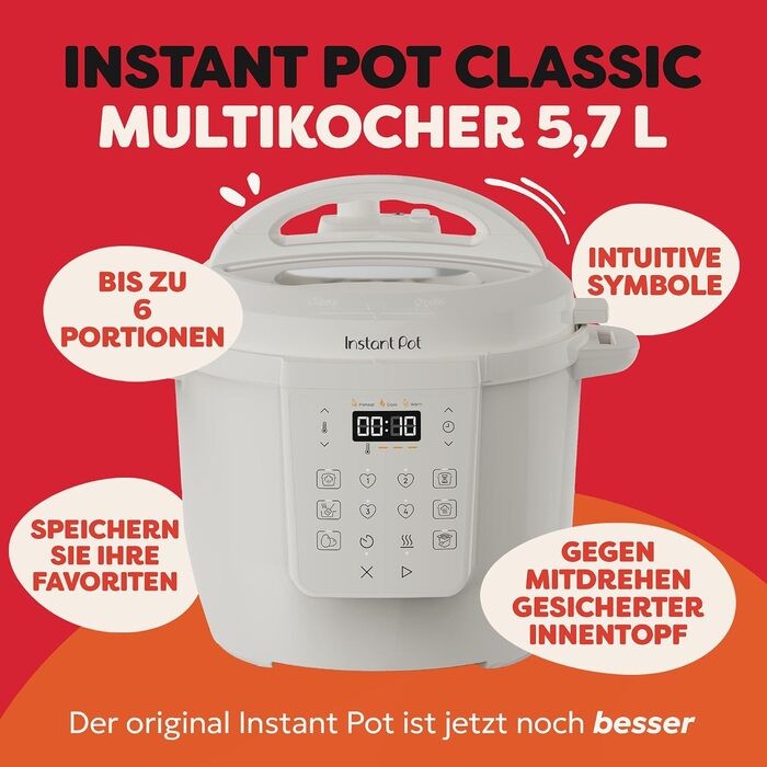 Мультиварка Instant Pot 7-в-1, 5.7 л Розумна скороварка, Slow Cooker, рисоварка, сотейник, йогуртниця, пароварка та підігрівач страв, колір Sea Salt White