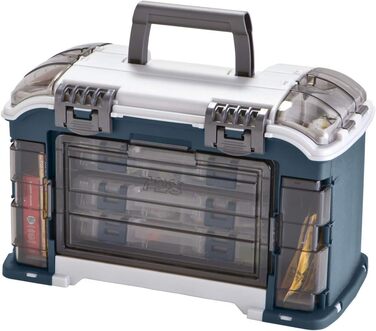 Система рибальських снастей Plano Angled з трьома ящиками для зберігання 3560, для зберігання рибальського приладдя, для зберігання преміального спорядження, бежевий/синій, один розмір