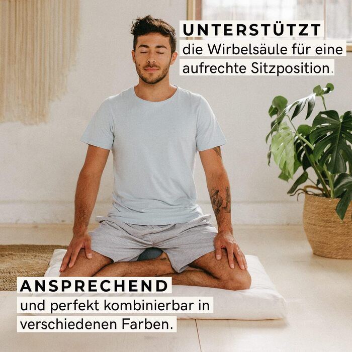 Подушка для медитації Lotuscrafts, надзвичайно висока з висотою сидіння 20 см, подушка для йоги з наповнювачем зі спельти, кругла подушка для йоги, кругла подушка для підлоги, подушка для медитації для йоги, чохол, який можна прати, сертифікована GOTS, ан