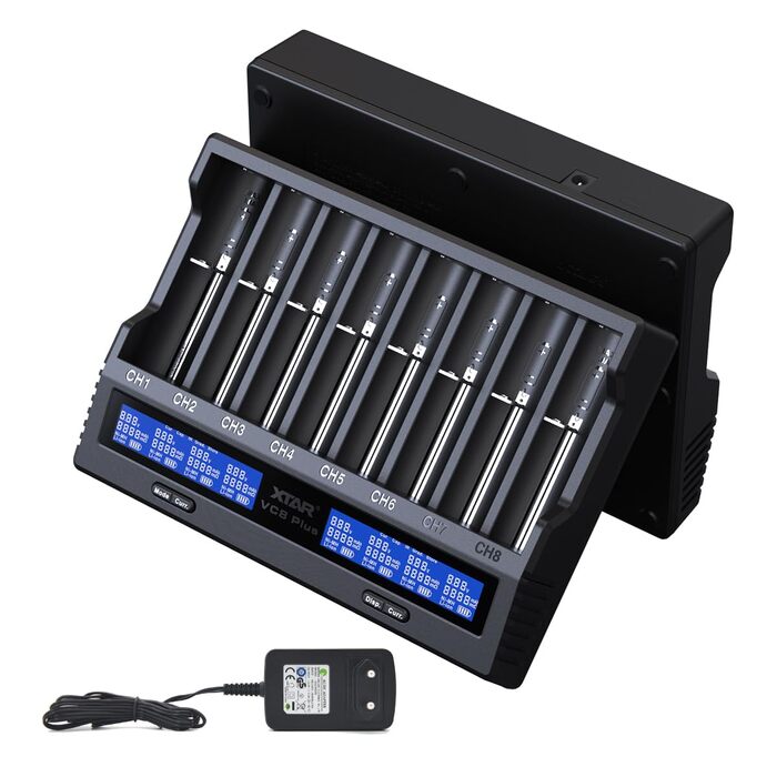 Зарядний пристрій для акумуляторів 18650 1.2V AAA AA 3.6V Li-ion XTAR VC8 Plus, тест ємності акумулятора