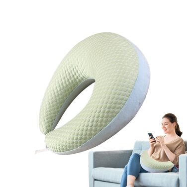 Ергономічна в&39язана подушка, подушка для читання та ігор Creative Moments, багатофункціональний підлокітник для рукоділля/читання/ігор, підлокітник як аксесуар для дому для дорослих, в&39язана гачком зеленого кольору