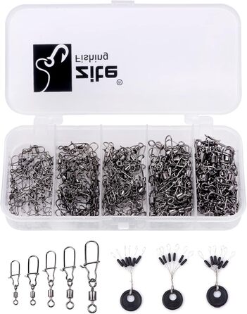 Набір безпечних вертлюгів для риболовлі Zite Fishing 150 PCS - Carabiner Fishing Swivel Assortment 5 Sizes Box Stopper Line