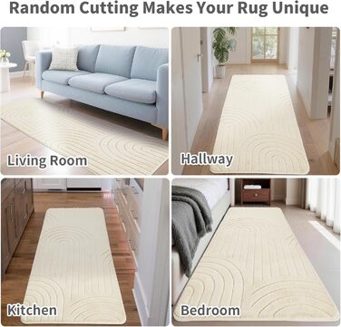 Килим для вітальні, килим з коротким ворсом для вітальні, спальні, дитячої кімнати з ефектом високого та низького ворсу, 3D-ефект, висока щільність ворсу та приємна м&39якість, сучасний арочний дизайн, 80x150 см, бежевий, прямокутний 80 x 150 см