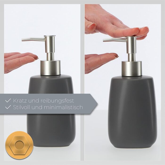 Дозатор мила KADAX з помпою, помповий дозатор з кераміки, дозатор для рідкого мила, миючого засобу, дозатор лосьйону, дозатор миюч