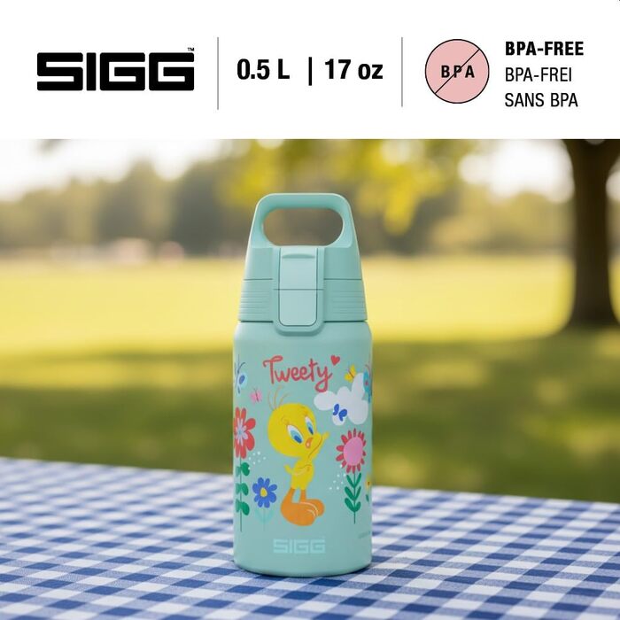 Дитяча пляшка для води з нержавіючої сталі - Shield One - Підходить для газованих напоїв - Герметична - Легка як пір&39їнка - Без BPA - 0,5 л Tweety