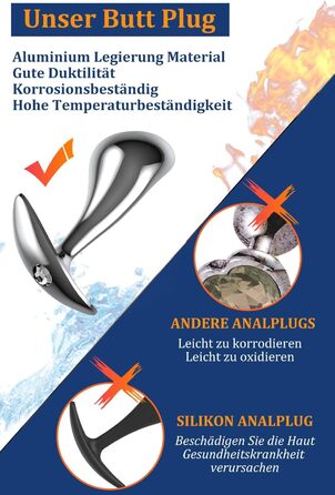 Набір металевих анальних пробок Yivans, Ø24 мм, 29 мм, 36 мм,з кристалом, 3 шт.