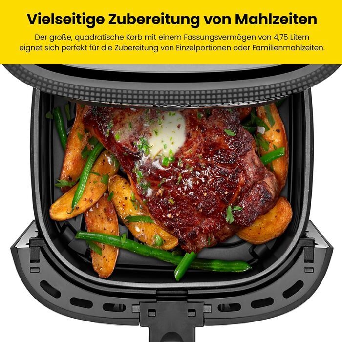 Сенсорна фритюрниця Chefman TurboFry, сімейний розмір 4.75 л, попередні налаштування цифрового керування одним дотиком, картопля фрі, курка, м'ясо, риба, можна мити в посудомийній машині, автоматичне вимкнення, нержавіюча сталь DE 4.75 л