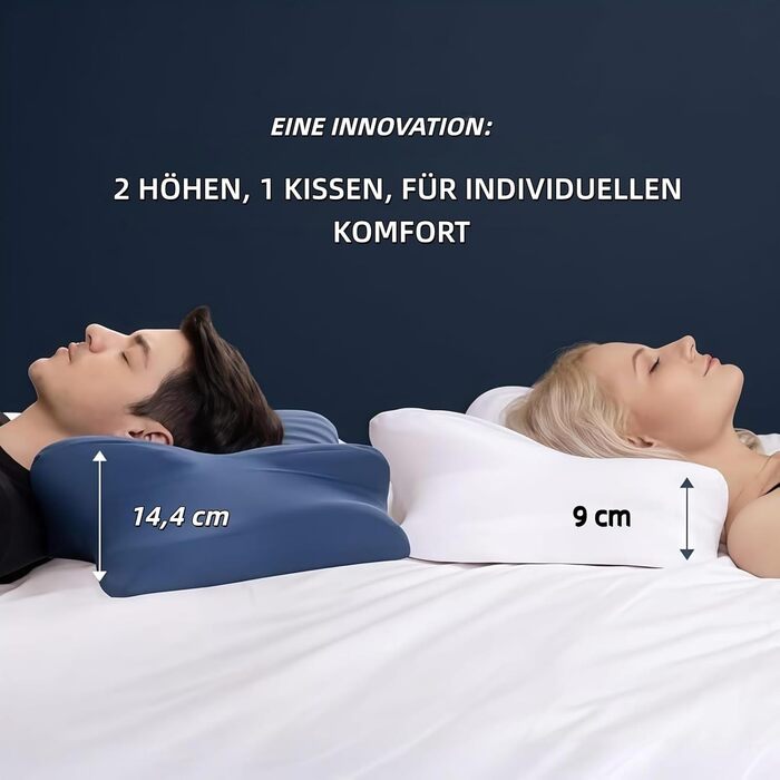 Подушка Seladi Airflow Pro - Подушка для шиї від апное сну - Ортопедична подушка від хропіння та апное - Підтримка шиї - Знімна та пральна - Ефективно покращує проблеми зі сном (Синя x 1)