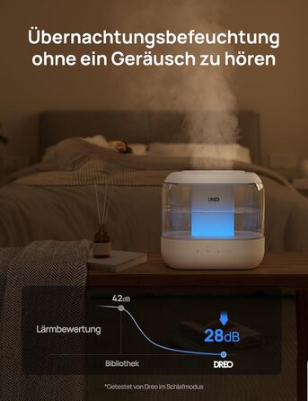 Зволожувач повітря Dreo для спальні, надвеликий зволожувач повітря з масляним дифузором і нічним світлом, час роботи 32 години, бе