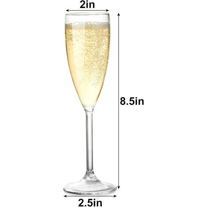 Пластикові келихи для шампанського Elsjoy 12 шт. , 170 мл небиткі келихи для шампанського, келихи для шампанського на ніжці, багат