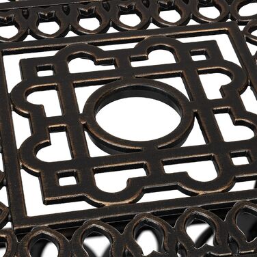 Садовий стіл Relaxdays з отвором для парасольки, античний вигляд, литий алюміній, 75 x 90 x 90 см, прямокутний балконний стіл, чорний/бронзовий