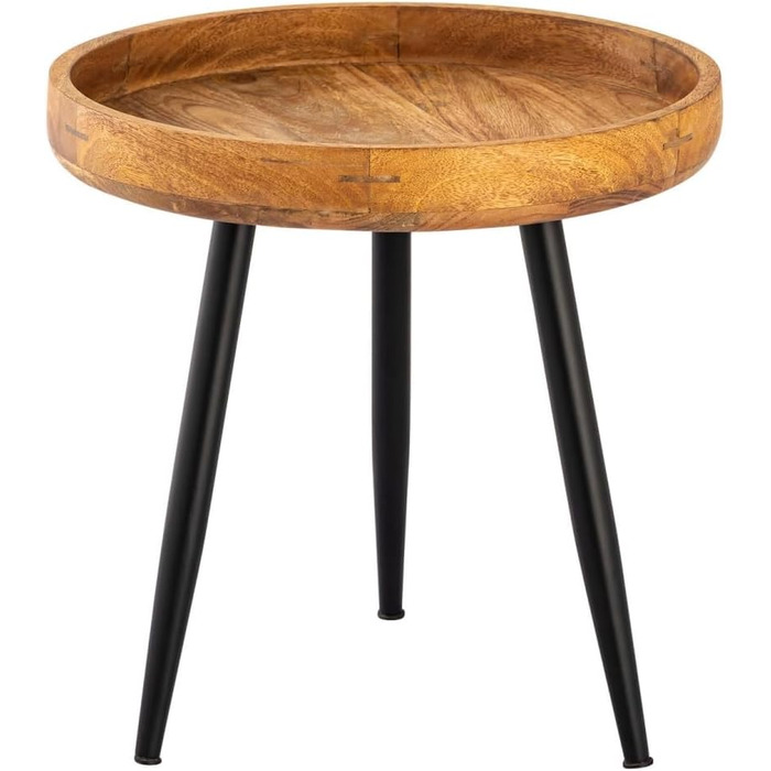 Круглий дерев&39яний журнальний столик, журнальний столик, стіл для вітальні, металеві ніжки, стільниця з масиву дерева, розмір діаметр 40 см - висота 40 см