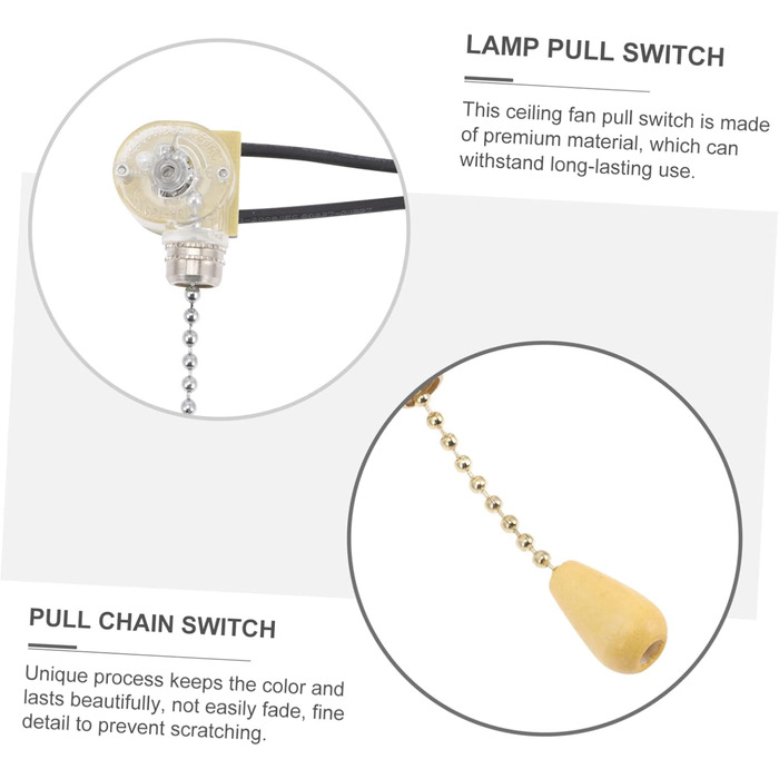 Комплектів Перемикач на блискавці Ланцюг Потягніть шнур Лампа Потягніть Пластикова лампа Стельовий вентилятор Світло Потягніть ланцюг Мотузка Потягніть Дерев&39яний 10 шт. * 5, 5