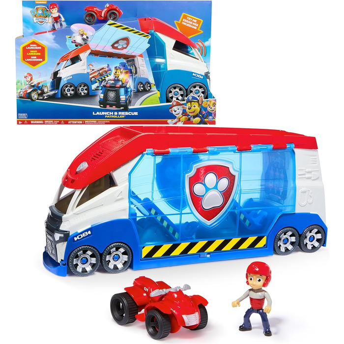 Командний автомобіль Launch'n Rescue PAW Patroller з новими функціями, включаючи фігурку Райдера та 1 базовий автомобіль, іграшка підходить для дітей віком від 3 років і старше