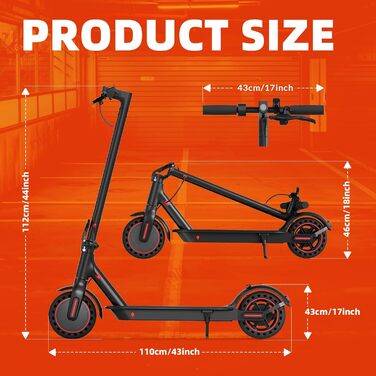 Електричний самокат з допуском до дорожнього руху, 3 режими швидкості, акумулятор класу А 10,4 Аг, запас ходу 35 км та вантажопідйомність 120 кг, складаний електросамокат 8,5 дюймів
