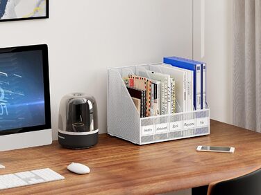 Металевий офісний органайзер EasyPAG A4 з 5 кишенями, тримач для документів, лоток для файлів, тримач для журналів, лоток для листів, органайзер для паперових журналів, білий