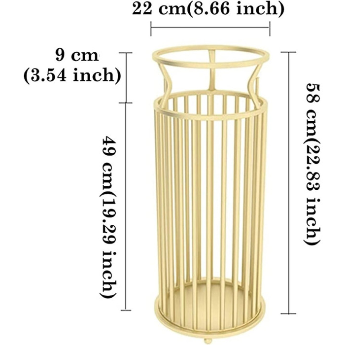 Підставка для парасольок Золота металева підставка для парасольок, прикраса входу в кафе готелю Підставка для парасольок з 4 гачками, відро для зберігання парасольки Cane Cue (колір золото)