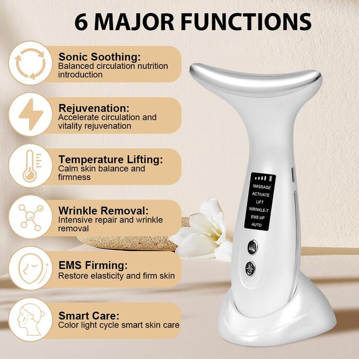 Масажер для обличчя AOGOE проти зморшок, пристрій для обличчя 45 V Face Beauty Meter, пристрій для краси обличчя 3-в-1 для підтяжки та підтяжки шкіри, EMS масаж обличчя для жінок чоловіків V Shape Face пристрій