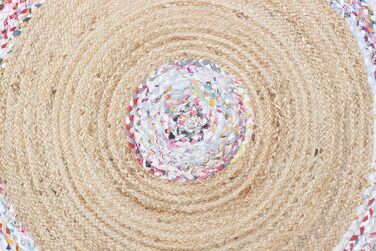 Індійський круглий килим ручної роботи CASAVANI, 12 різнокольорових кіл, килим кілім, натуральна китиця, бавовна чінді, джутовий к