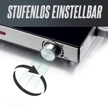 Інфрачервона варильна поверхня HEINRICHS Склокерамічна варильна поверхня з інфрачервоним нагріванням, електричні варильні поверхні, що підходять для всіх каструль і сковорідок, 2000 Вт для кемпінгу/офісу/кухні/на відкритому повітрі/одиночна, одинарна вари