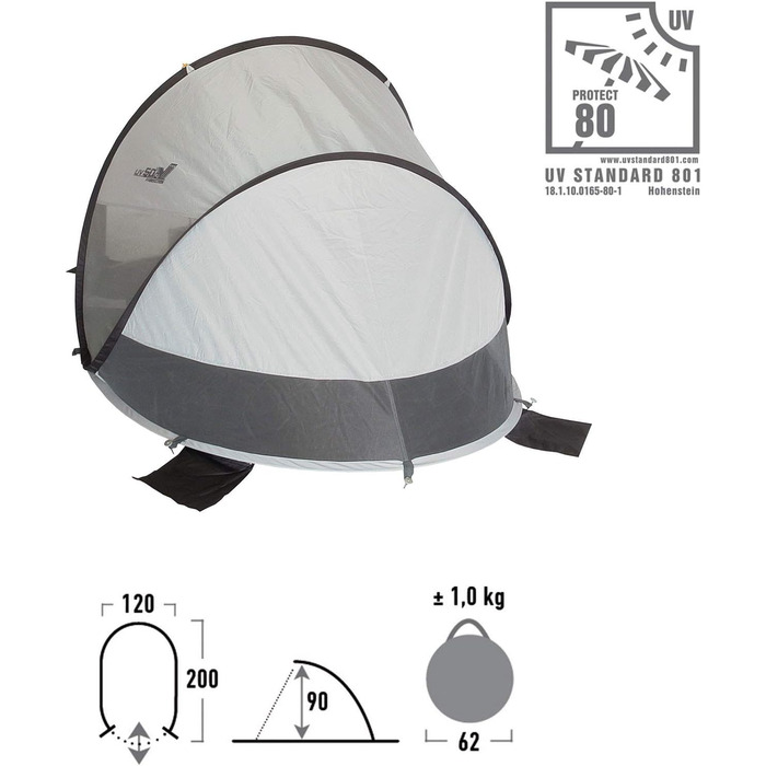 Пляжний намет High Peak Calobra 80 PopUp Beach Shelter Sunshade - захист від ультрафіолету 80