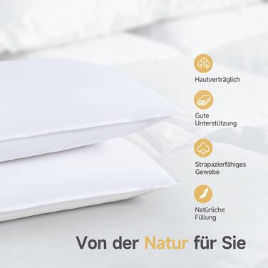 Пухова подушка Homyrium 40x80 см, трикамерна, наповнювач зовнішній 90 пух / 10 пір&39я внутрішній 100 пір&39я, чохол 100 бавовна (800 г, 1 упаковка) 40 x 80 см - 800 г 1 упаковка