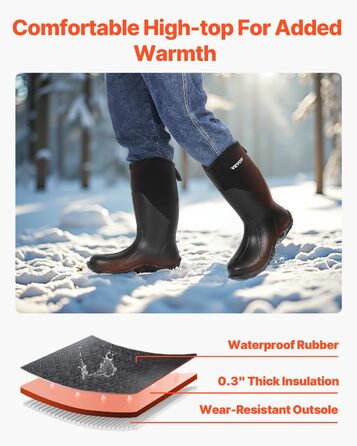 Чоловічі гумові чоботи VEVOR, чоботи до щиколотки, розмір 44,5 EU, чорні