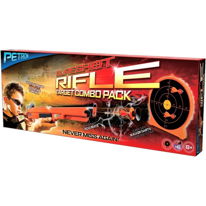 Комбінований набір Petron SURESHOT для дітей з помповою гвинтівкою та мішенню, помаранчевий/чорний (1 комплект)