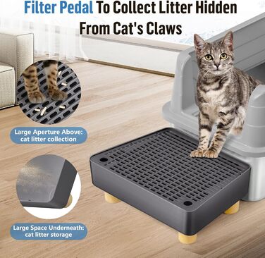 Пандус для котячого туалету, котячі сходинки та сходинки з дерев&39яними ніжками, функція фільтрації, легко очищувані сходинки для старших котів та кошенят, автоматичний котячий туалет (темно-сірий), 1 сходинка темно-сірий