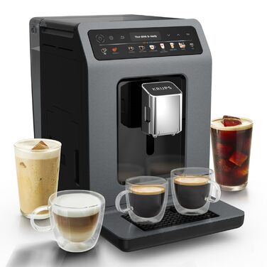 Кавомашина Krups Evidence Hot & Cold 18 видів напоїв (гарячі та холодні), One-Touch Cappuccino, молочна система, автоматичне очищення, швидкий розігрів, EA898GF0