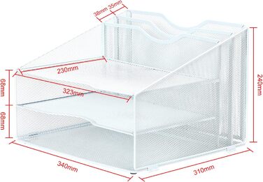 Металевий офісний органайзер EasyPAG A4 з 5 кишенями, тримач для документів, лоток для файлів, тримач для журналів, лоток для листів, органайзер для паперових журналів, білий