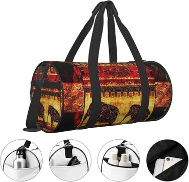 Дорожня сумка-циліндр з африканським слоном, спортивна сумка-печворк для чоловіків та жінок, сумка-мішок, спортивна сумка