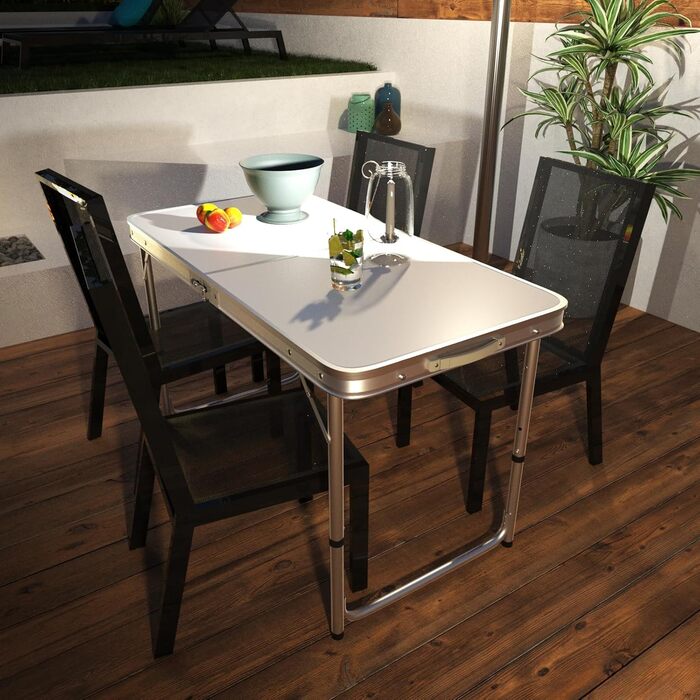 Портативний алюмінієвий розкладний стіл, 120 см, для вечірок, садів, барбекю, кемпінгу, 3 регульовані висоти, легкий алюмінієвий розкладний стіл для пікніків на свіжому повітрі, приготування їжі, розміри в розкладеному вигляді 120 x 60 x 70/62/55 см