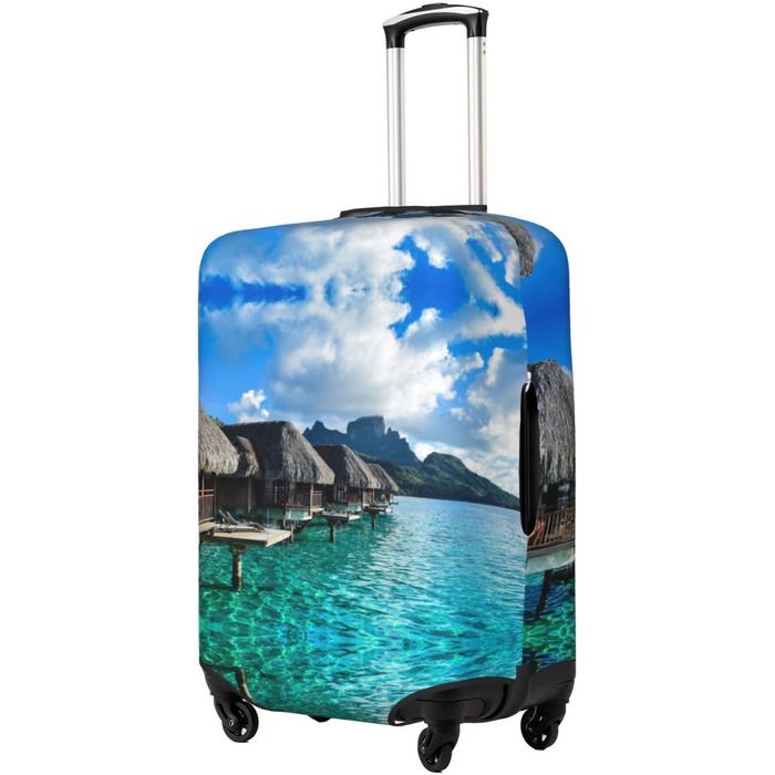 Чохол для валізи Морський пейзаж, еластичний захист від подряпин та пилу, чорний, розмір 85 см