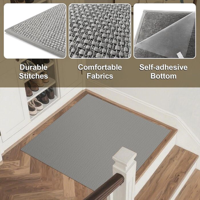 Сходинки для дерев&39яних сходинок, нековзка сходинка для внутрішнього та зовнішнього використання, сходинки для сходинок, 78,7 x 78,7 см, підходить для літніх людей, дітей та 79 x 79 см (прямокутна) світло-сіра імітація льону 1