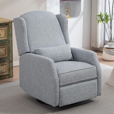 Крісло-гойдалка з функцією відкидання спинки, крісло для телевізора з поворотом на 360 для вітальні, крісло-гойдалка з м&39якою поперековою опорою, крісло для телевізора з функцією гойдання, ручне регулювання (сіре)