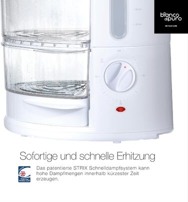 Пароварка bianco di puro Rapido - на 50 швидше, ніж інші системи, завдяки технології приготування на парі STRIX з основами з нержа