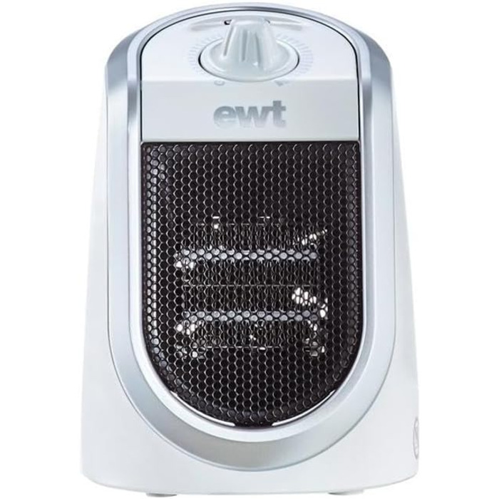 Керамічний вентилятор-обігрівач EWT DDF 250 Вт, компактний настільний пристрій з USB-портом та термостатом, функцією заряджання смартфона, обігрівач зі світлодіодним підсвічуванням, плавне регулювання потужності, 250 Вт, білий