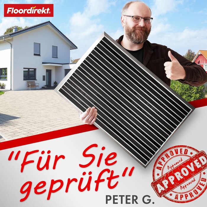 Килимок для вхідних дверей Floordirekt &39Spectral&39 для використання всередині та зовні приміщень - Стійкий до іржі та атмосферних впливів - Килимок для передніх дверей - Килимок для входу (Матований, 68 x 98 см) 68 x 98 см Матований