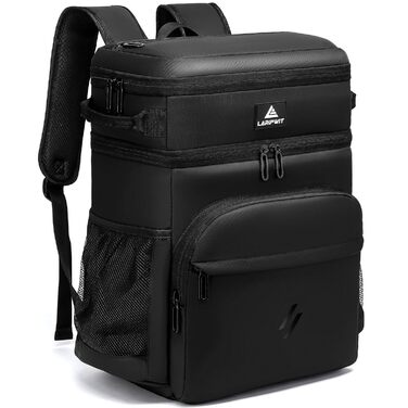 Рюкзак-холодильник Laripwit, 54 банки, термосумка-холодильник, великий ізольований двоярусний рюкзак з охолоджувальним відділенням для чоловіків та жінок - ідеально підходить для пікніків, подорожей, кемпінгу, тактичного використання та пляжів, 33 л - чор