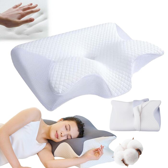 Подушка Skelda Remium Relief, новинка 2026 року. Ергономічна подушка для сну Skelda зі знімним чохлом, комфортна подушка з піни з ефектом пам&39яті, регульована, дихаюча, подушка з підтримкою шиї для сну на боці та на спині, біла.