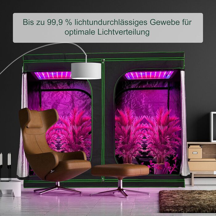 Розплідник для рослин Relaxdays Growzelt, 120x60x60 см, з відбиваючою внутрішньою плівкою, світлонепроникний, для вирощування в приміщенні, чорний/зелений