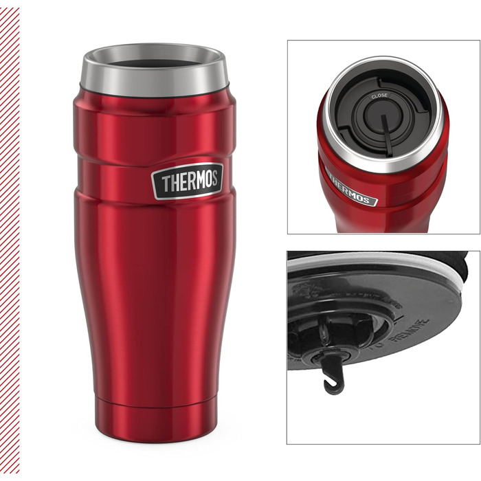 Термокружка-термос Stainless King, кавова кружка з нержавіючої сталі червоного кольору 470 мл, ізольована кружка, можна мити в пос