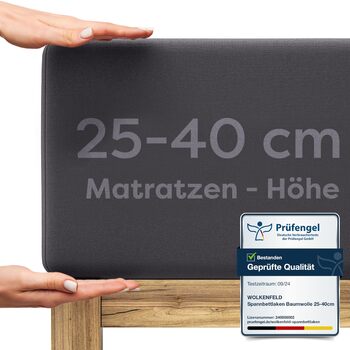 Простирадло Wolkenfeld на резинці 200x220 см 220x240 см Преміум джерсі бавовна з 5 лайкри Простирадло без складок для високих матраців до 40 см Дихаюче та сертифіковане Oeko-TEX Антрацит Антрацит 200x220-220x240