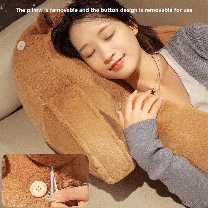 Подушка для читання у формі капібари для ліжка, плюшева мила подушка у формі капібари 60x40 см, мила мила подушка для читання у формі капібари зі спинкою, підтримкою шиї та рук, зручна м&39яка подушка для спини у формі капібари