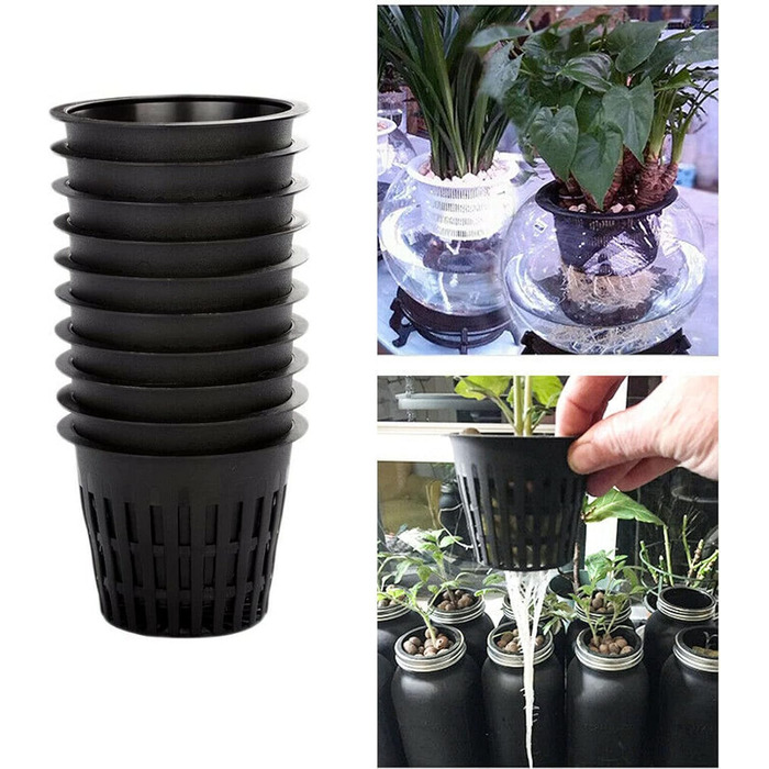 Кошик для посадки водних культур, пластикові гідропонні горщики для рослин, гідропонні кошики з пластику, придатні для гідропонних посадок і безґрунтового вирощування на садових балконах, 20 шт.