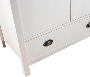 Шафа з масиву сосни з 3 дверима та 2 шухлядами, дерев&39яна шафа, шафа для спальні, 127x50x170 см, біла