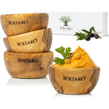 Високоякісні міні-миски для занурення з ексклюзивного оливкового дерева - соусниці - маленька середземноморська миска для оливок і