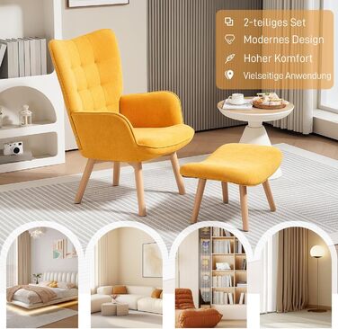 Крісло HOMCOM з підніжкою та підставкою, крісло для відпочинку з вельветовим ефектом, сучасне крісло-реклайнер, крісло, крісло для читання для вітальні, спальні, помаранчеве, 72Д x 80Ш x 101В см