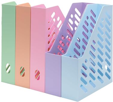 Універсальна класична папка для журналів з отвором для пальців, для журналів, документів, каталогів, брошур, листівок та багато іншого. Для зберігання документів формату DIN A4. Класичний сучасний стиль. (Різні пастельні кольори, набір з 5 шт.) Різні паст